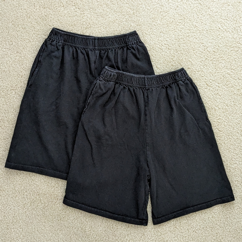 Big Boys Black 100% Cotton Pull On Shorts (Size M 10/12)